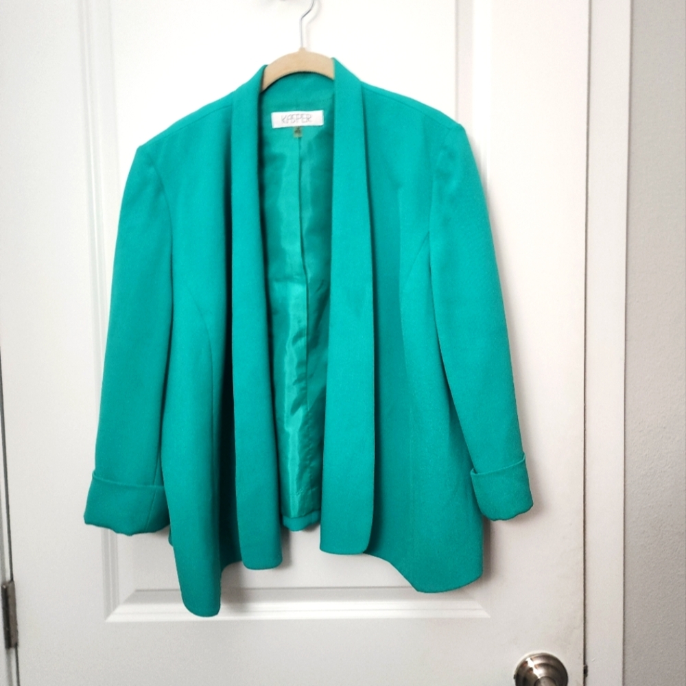 5/$30  Kasper  Women's Vibrant Teal Blazer Size 14P